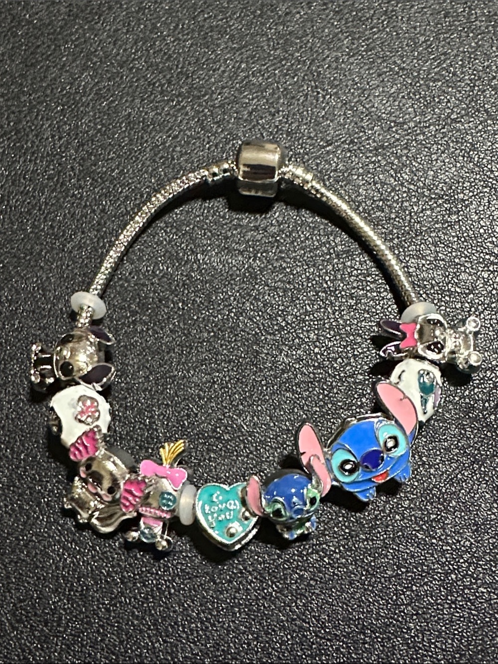 Lilo & Stitch Silver Tone Charm Bracelet